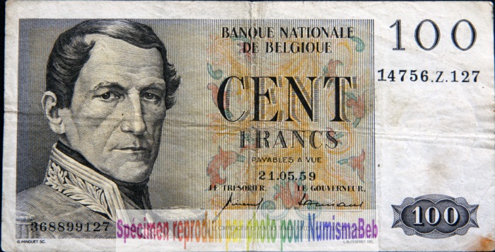100 Francs belgique 1959